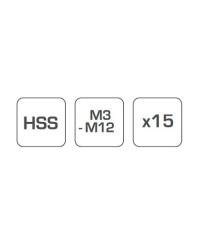 Gwintowniki i wiertła, HSS, kpl 15 cz. HT3B581 (16D)(S33)