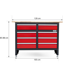 Stół warsztatowy szafka z drewnianym blatem FR4093