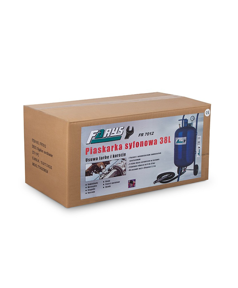 Piaskarka syfonowa oczyszczarka mobilna 38l zawory 1/2" FR7012 N - OUTLET