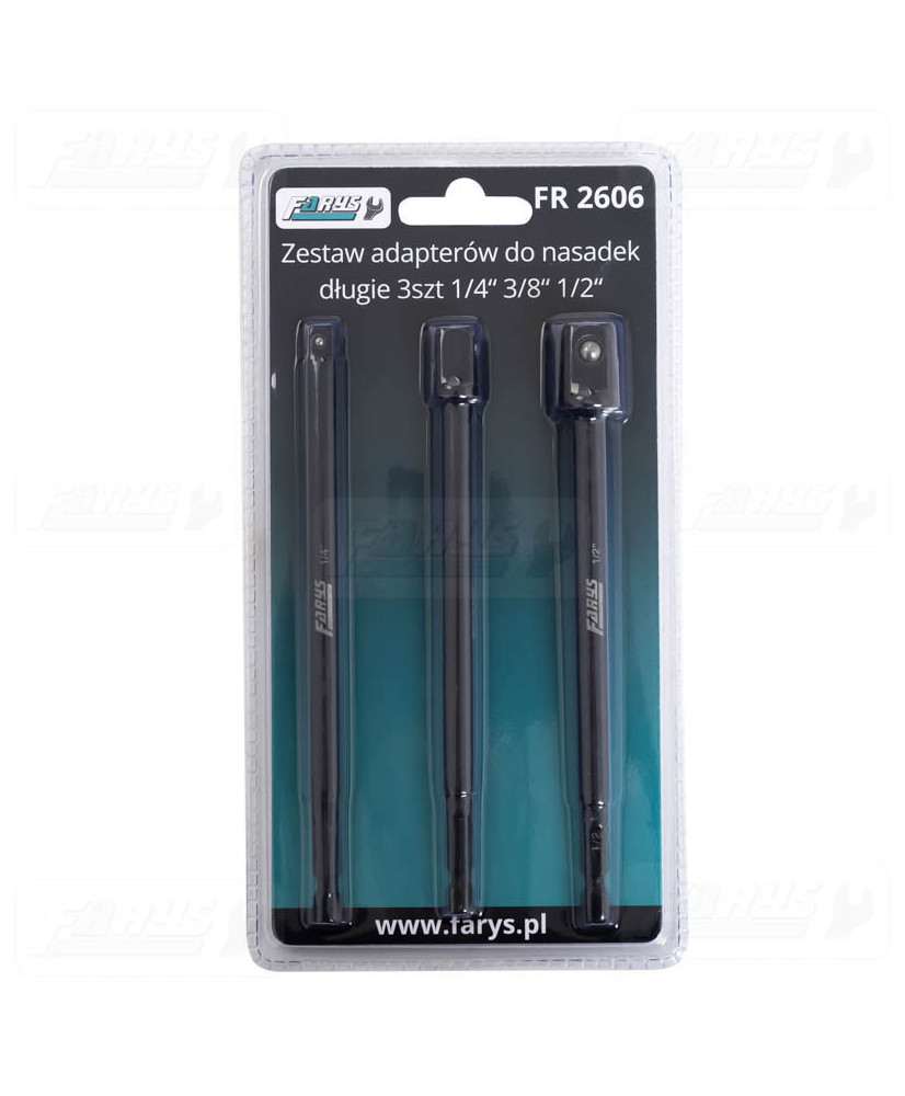 Zestaw adapterów do nasadek 3szt 1/4", 3/8", 1/2" długie FR2606