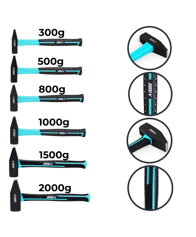 Młotek ślusarski 800g z trzonkiem z włókna szklanego FR9786
