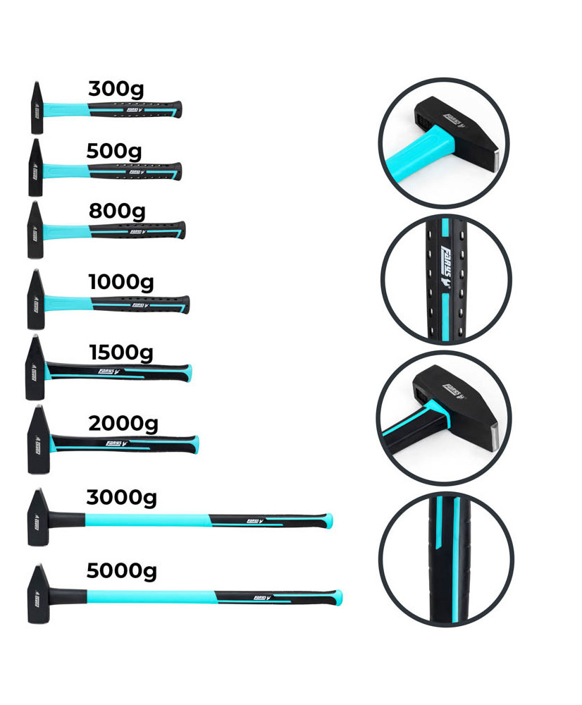 Młotek ślusarski 5000g z trzonkiem z włókna szklanego FR9792