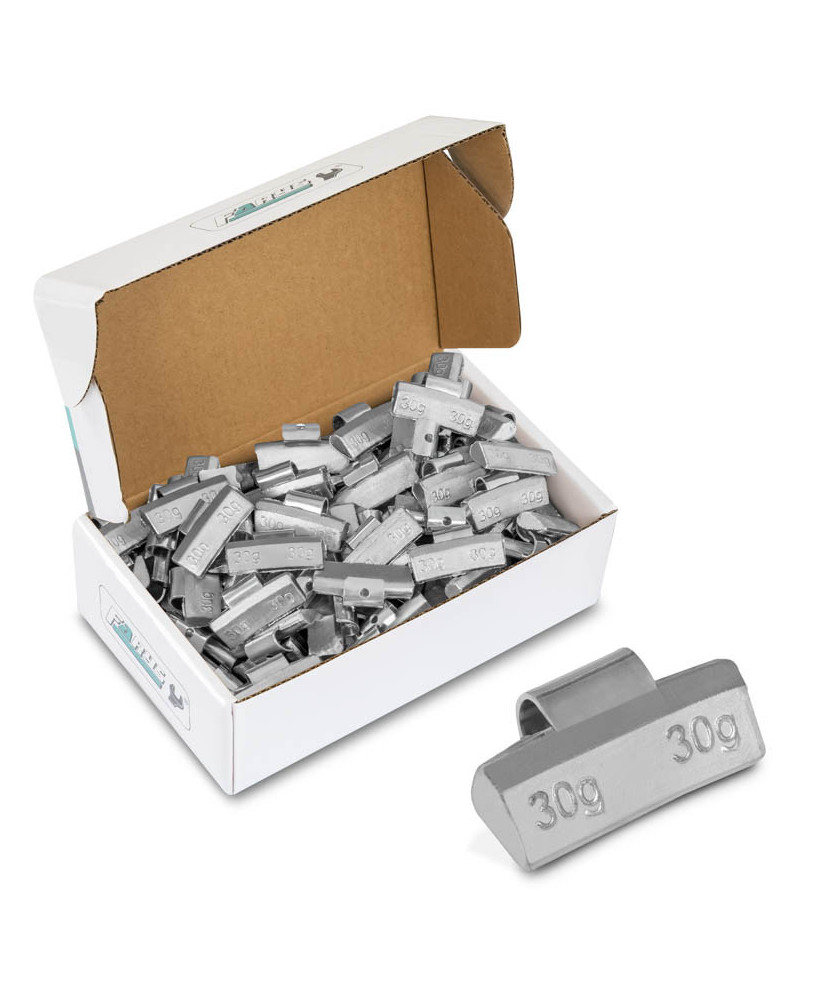 Ciężarki 30g ołowiane (Pb) nabijane do felg aluminiowych (ALU) opakowanie 100szt. Ciężarki 30g ołowiane (Pb) nabijane do felg aluminiowych (ALU) opakowanie 100szt.