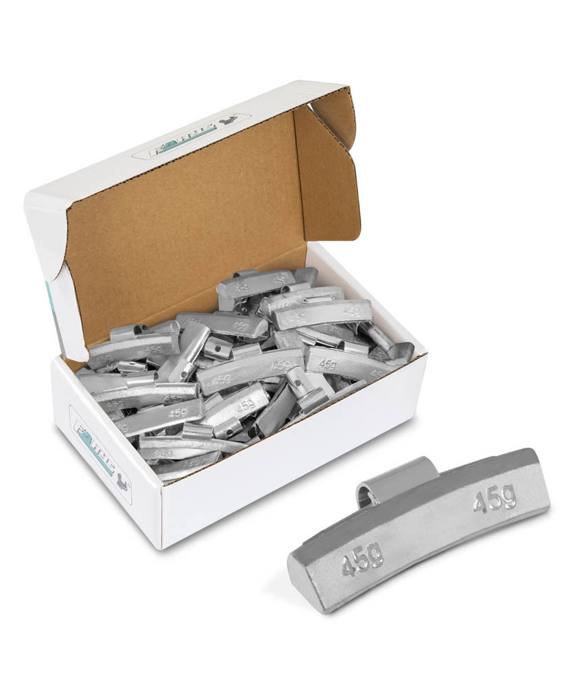 Ciężarki 45g ołowiane (Pb) nabijane do felg aluminiowych (ALU) opakowanie 50szt. Ciężarki 45g ołowiane (Pb) nabijane do felg aluminiowych (ALU) opakowanie 50szt.