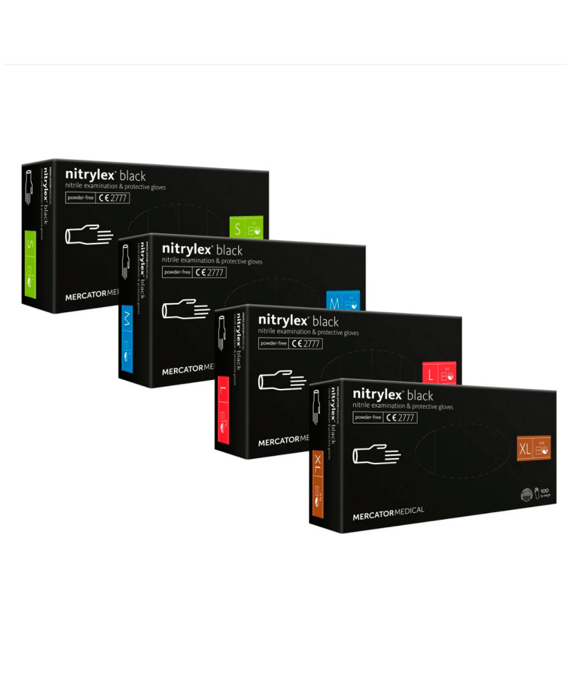 nitrylex black 100 szt. rękawice diagnostyczne i ochronne, nitrylowe, bezpudrowe, czarne roz. m