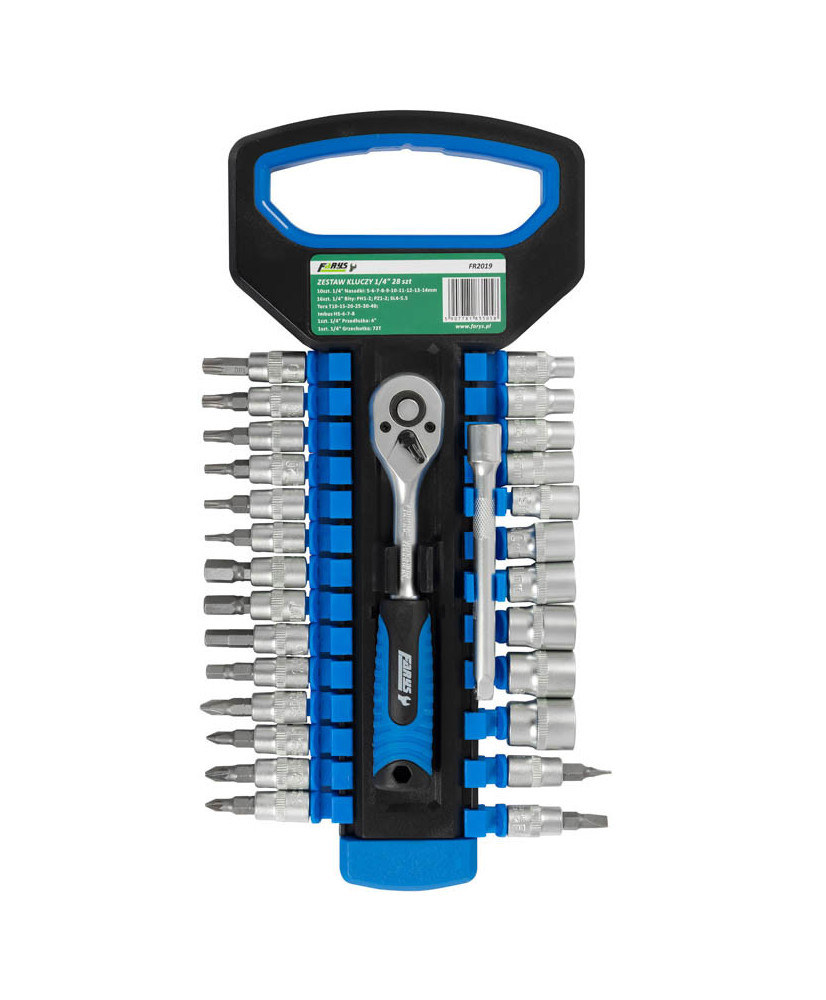 Zestaw nasadki torx bity imbus grzechotka 1/4 cala 28el FR2019