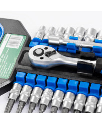 Zestaw nasadki torx bity imbus grzechotka 1/4 cala 28el FR2019