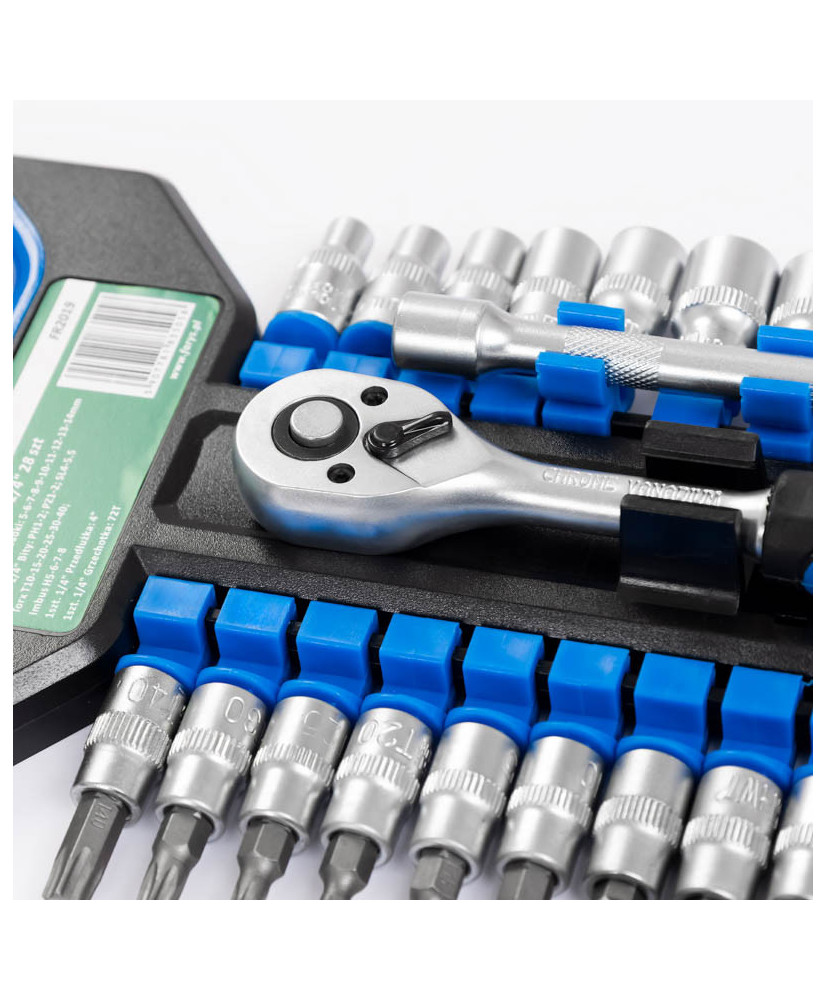 Zestaw nasadki torx bity imbus grzechotka 1/4 cala 28el FR2019