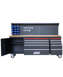 Duży stół warsztatowy z drewnianym blatem