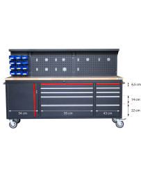 Duży stół warsztatowy z drewnianym blatem