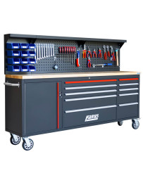 Duży stół warsztatowy z drewnianym blatem