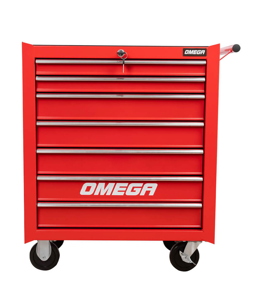 Czerwona szafka warsztatowa mobilny wózek narzędziowy 7 szuflad FR4027C OUTLET