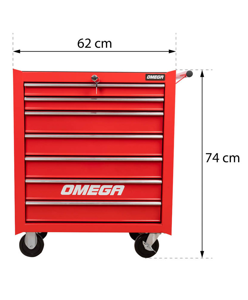 Czerwona szafka warsztatowa mobilny wózek narzędziowy 7 szuflad FR4027C OUTLET