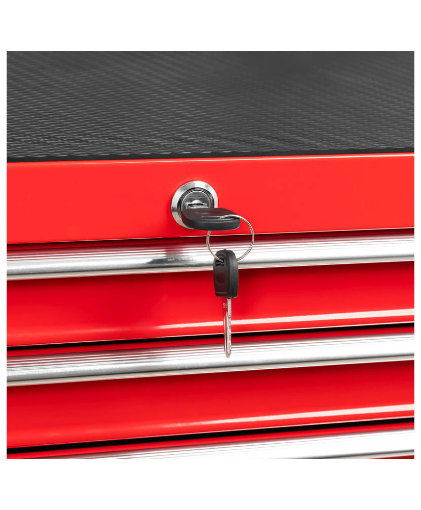 Czerwona szafka warsztatowa mobilny wózek narzędziowy 7 szuflad FR4027C OUTLET