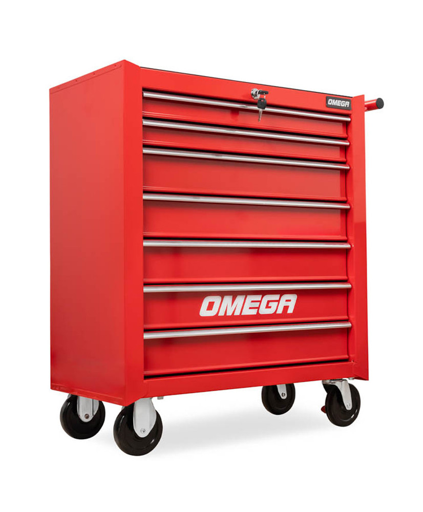 Czerwona szafka warsztatowa mobilny wózek narzędziowy 7 szuflad FR4027C OUTLET