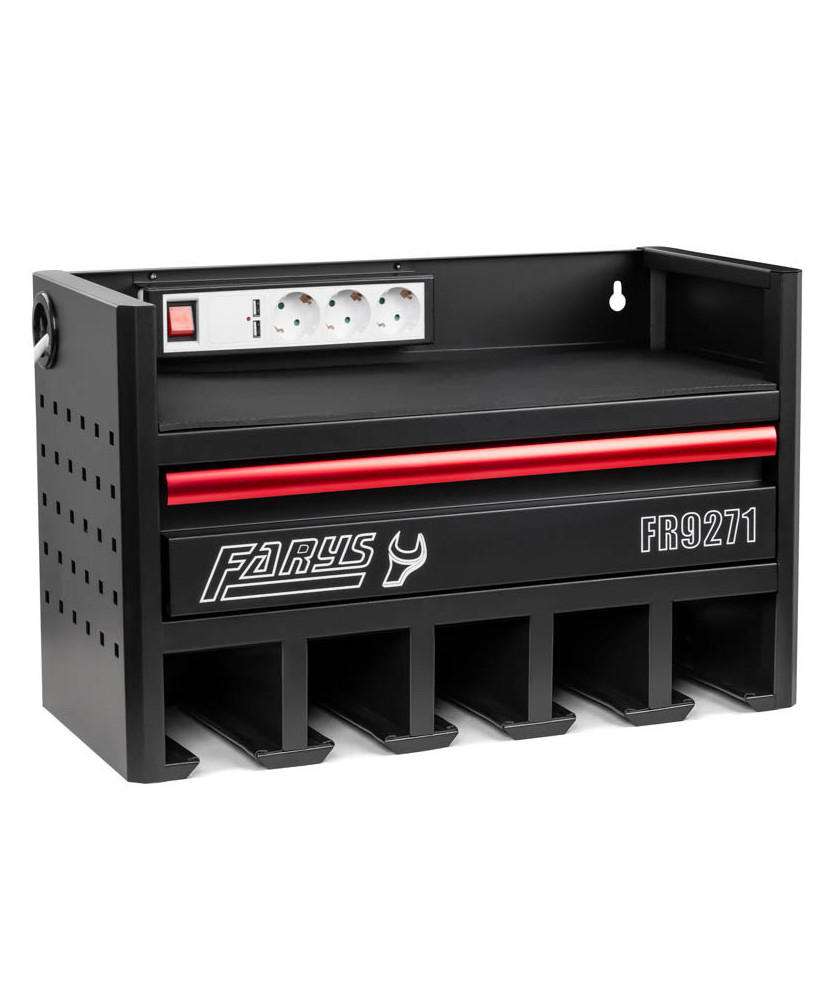 Szafka wisząca z szufladą na elektronarzędzia Milwaukee Makita z gniazdem 230V FR9271W