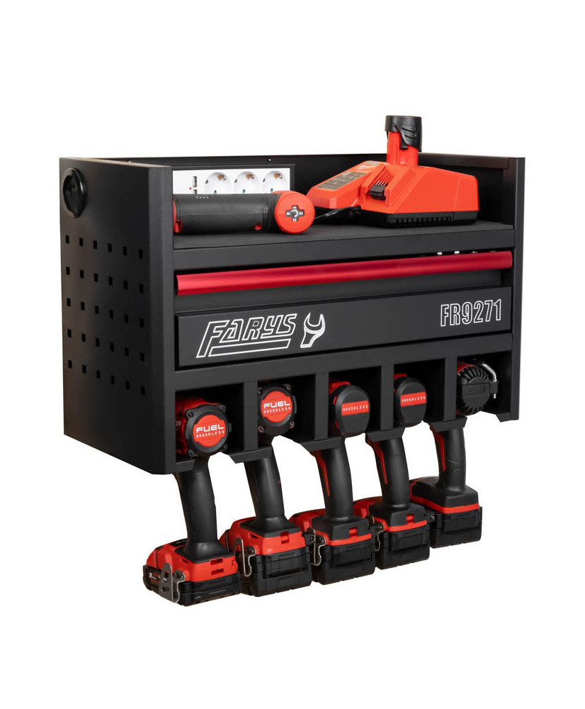 Szafka wisząca z szufladą na elektronarzędzia Milwaukee Makita z gniazdem 230V FR9271W