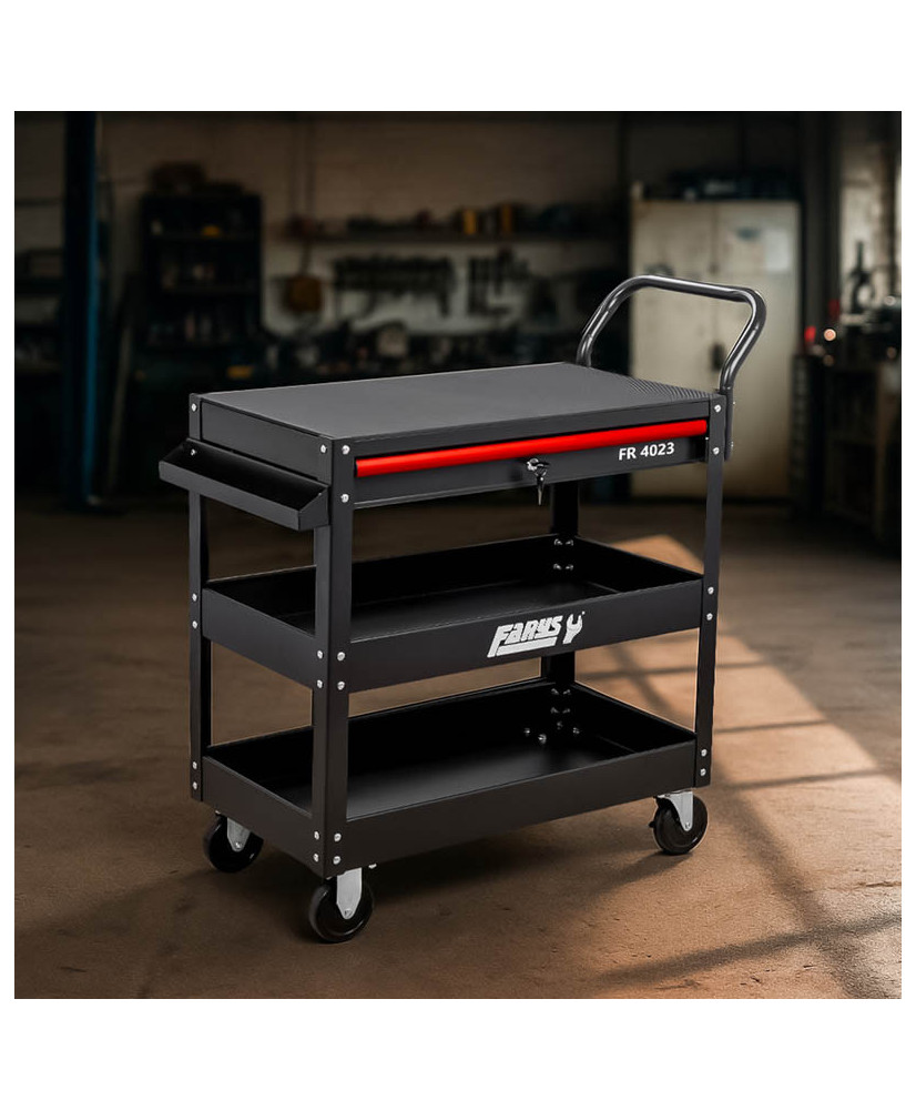 Wózek narzędziowy warsztatowy serwisowy 3 półki szuflada  FR4023 OUTLET NOWY