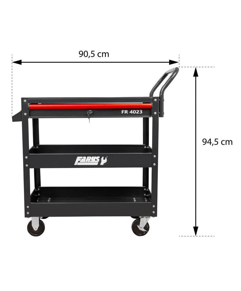 Wózek narzędziowy warsztatowy serwisowy 3 półki szuflada  FR4023 OUTLET NOWY