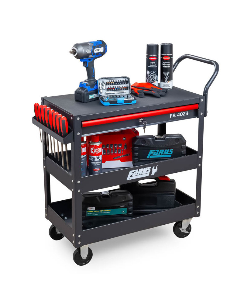 Wózek narzędziowy warsztatowy serwisowy 3 półki szuflada  FR4023 OUTLET NOWY
