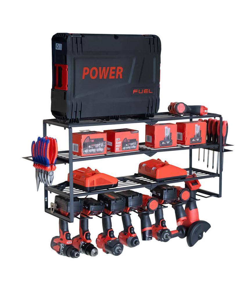 Wieszak z półka na elektronarzędzia mocny duży XXL Makita Milwaukee FR9262 Wieszak z półka na elektronarzędzia mocny duży XXL Makita Milwaukee FR9262