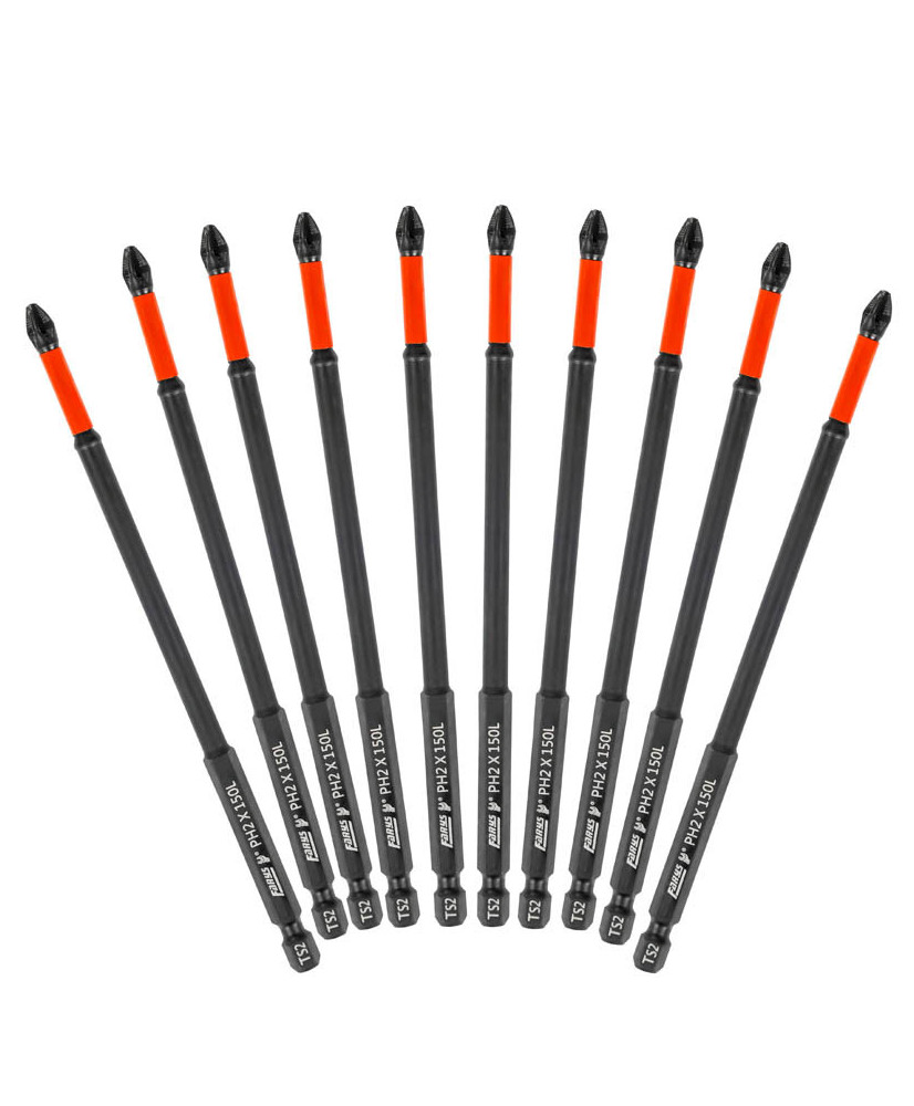 10x Bity WKRĘTARKI MAGNETYCZNE PH2 150 mm Końcówki wkrętakowe Groty FR2356