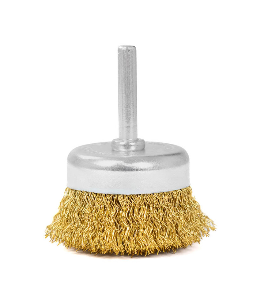 Szczotka czołowa z trzpieniem 50 mm, drut mosiężny, 0.3 mm FR9408
