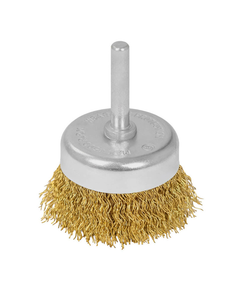 Szczotka czołowa z trzpieniem 50 mm, drut mosiężny, 0.3 mm FR9408