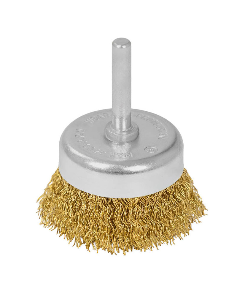 Szczotka czołowa z trzpieniem 50 mm, drut mosiężny, 0.3 mm FR9408
