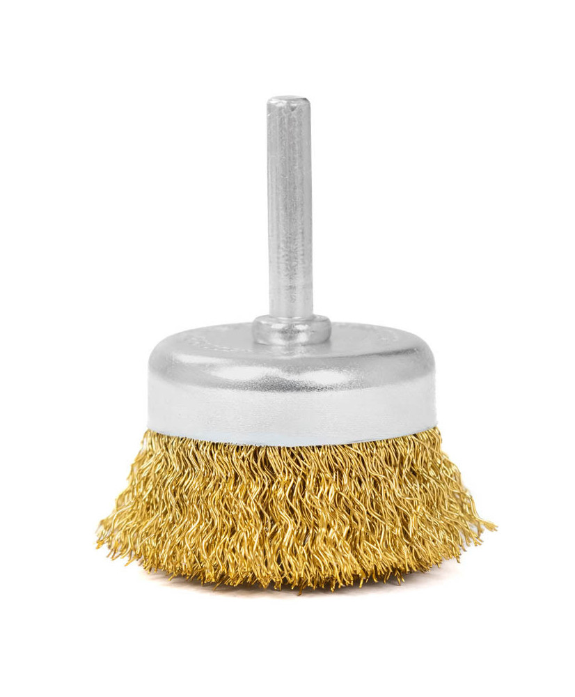 Szczotka czołowa z trzpieniem 50 mm, drut mosiężny, 0.3 mm FR9408