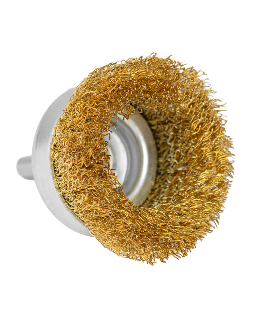 Szczotka czołowa z trzpieniem 50 mm, drut mosiężny, 0.3 mm FR9408