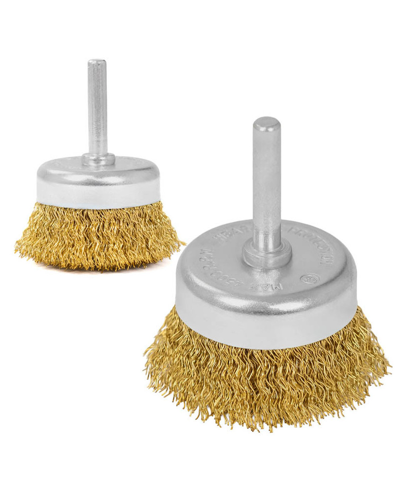 Szczotka czołowa z trzpieniem 50 mm, drut mosiężny, 0.3 mm FR9408