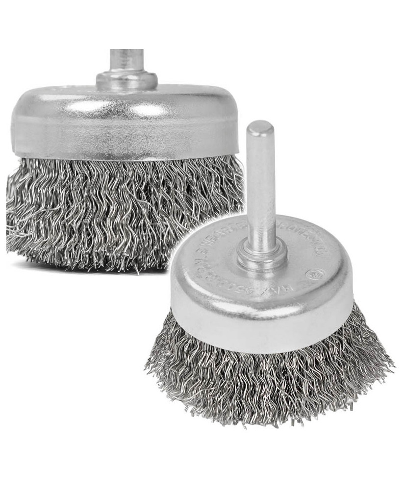 Szczotka czołowa z trzpieniem 75 mm, drut ze stali nierdzewnej 0.3 mm FR9407