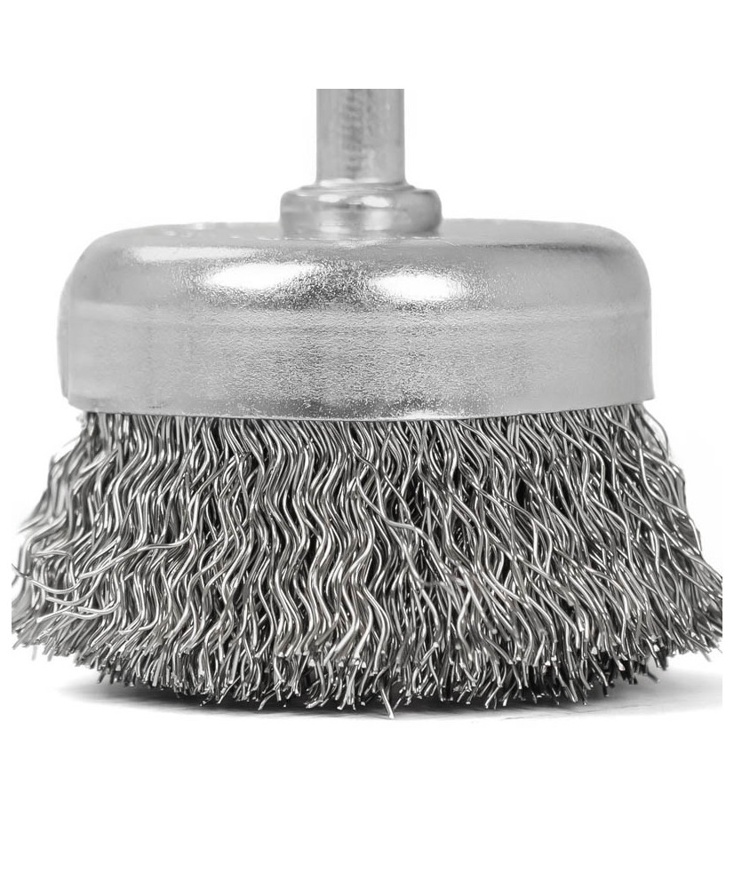 Szczotka czołowa z trzpieniem 75 mm, drut ze stali nierdzewnej 0.3 mm FR9407
