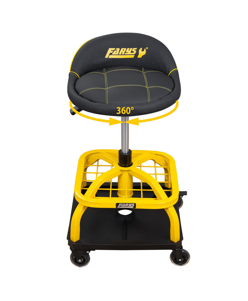 Stołek taboret warsztatowy siedzisko obrotowe na kołach z hamulcem FR9227