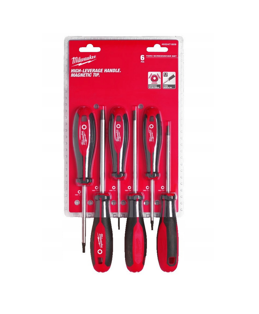 MILWAUKEE - ZESTAW WKRĘTAKÓW MAGNETYCZNYCH TORX T10-T40 - 6 SZT.