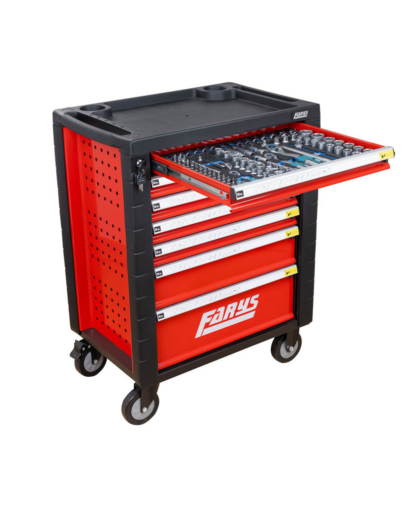 SZAFKA NARZĘDZIOWA WARSZTATOWA NA KÓŁKACH WYPOSAŻENIE 338El. FR4064 NA PIANCE