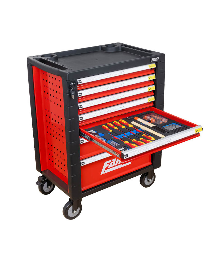 SZAFKA NARZĘDZIOWA WARSZTATOWA NA KÓŁKACH WYPOSAŻENIE 338El. FR4064 NA PIANCE