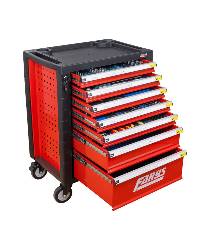 SZAFKA NARZĘDZIOWA WARSZTATOWA NA KÓŁKACH WYPOSAŻENIE 338El. FR4064 NA PIANCE