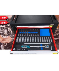 SZAFKA NARZĘDZIOWA WARSZTATOWA NA KÓŁKACH WYPOSAŻENIE 338El. FR4064 NA PIANCE