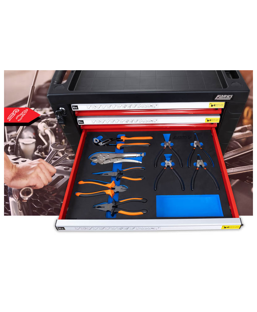 SZAFKA NARZĘDZIOWA WARSZTATOWA NA KÓŁKACH WYPOSAŻENIE 338El. FR4064 NA PIANCE