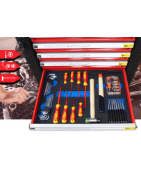 SZAFKA NARZĘDZIOWA WARSZTATOWA NA KÓŁKACH WYPOSAŻENIE 338El. FR4064 NA PIANCE