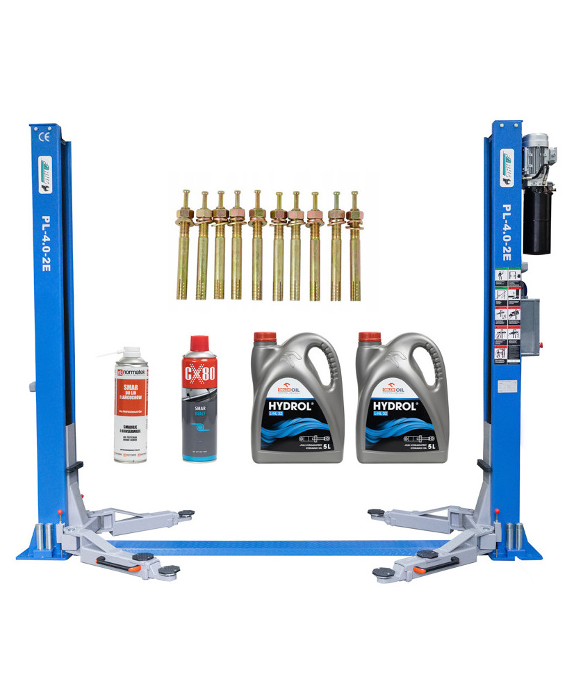 Podnośnik dwukolumnowy automat 4t FR5071P + olej + smary +kotwy