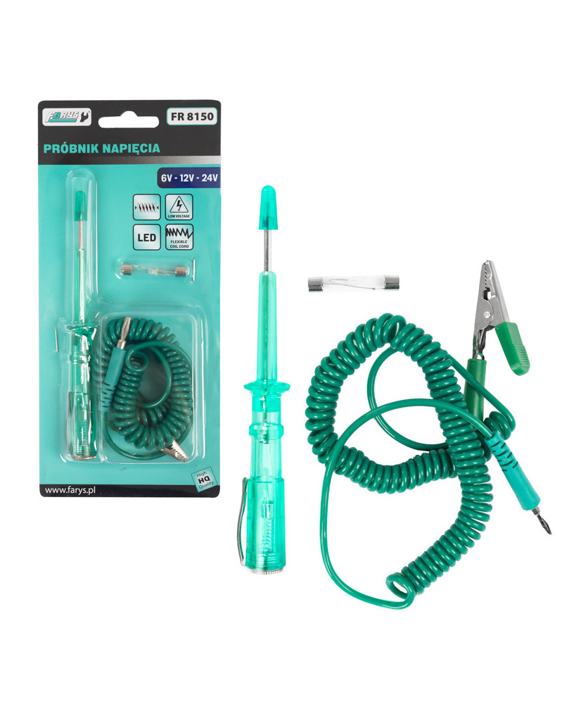 Próbnik Tester Napięcia Automatyczny Samochodowy 6V-24V LED Z Sondą i Krokodylkiem