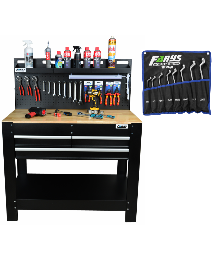 Szafka warsztatowa z drewnianym blatem