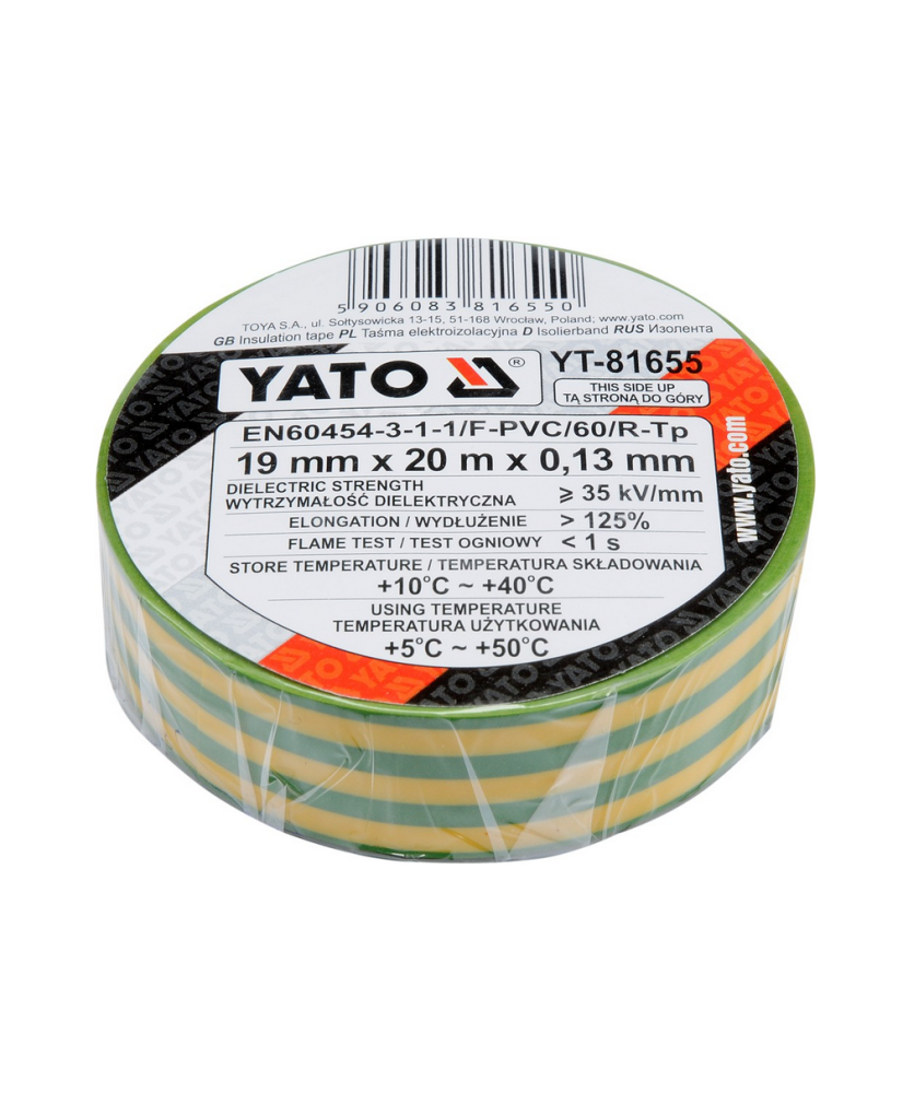 Taśma Izolacyjna Elektroizolacyjna z PCV/PVC 19mm x 20m Yato YT-81655