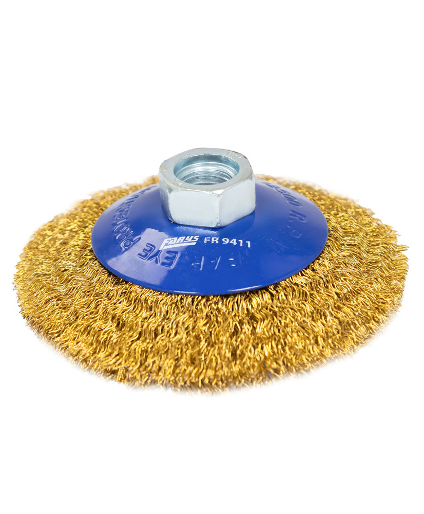 Szczotka tarczowa druciana mosiężna ⌀100mm, drut mosiężny 0.3mm M14 FR9411