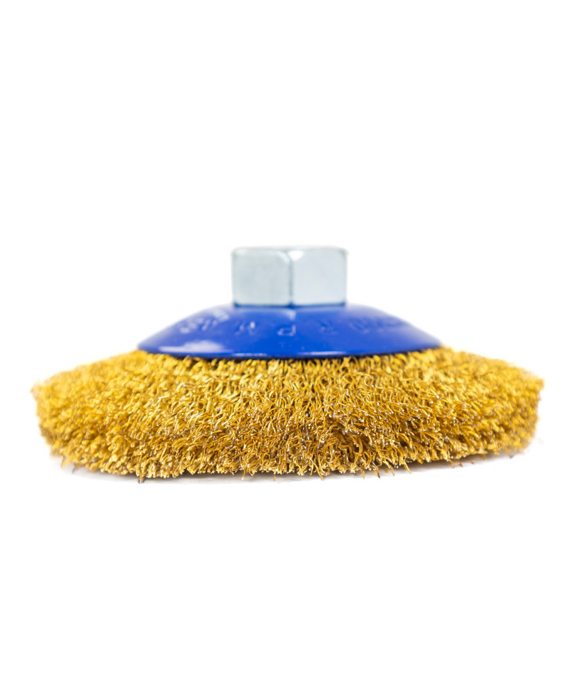 Szczotka tarczowa druciana mosiężna ⌀100mm, drut mosiężny 0.3mm M14 FR9411