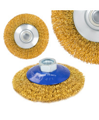 Szczotka tarczowa druciana mosiężna ⌀100mm, drut mosiężny 0.3mm M14 FR9411