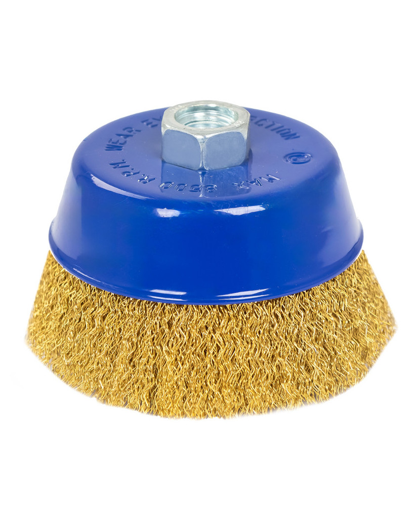 Szczotka tarczowa druciana mosiężna ⌀100mm, drut mosiężny 0.3mm M14 FR9413